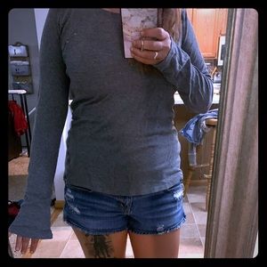 EXPRESS plain gray long sleeve tee